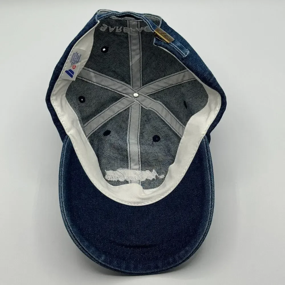 Barefaced Cosmetics No Sun Club Embroidered Logo Spell Out Denim Blue Hat Adjust